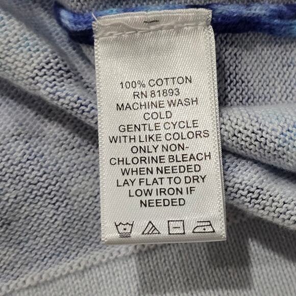 Isaac Mizrahi Live! Blue & White Floral Print Button Front Cardigan - Picture 6 of 9